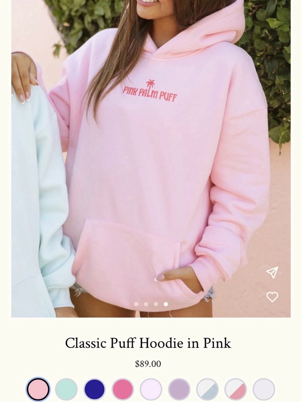 Pink Palm Puff Classic Puff Hoodie In Pink Women's Xsmall